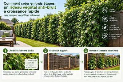 Comment créer en trois étapes un rideau végétal anti‑bruit à croissance rapide pour masquer une clôture mitoyenne